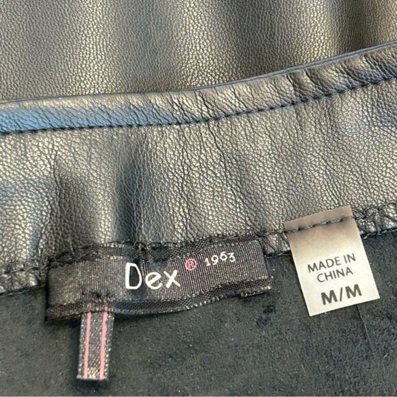Dex black faux leather biker moto punk rock mini skirt Sz M - Picture 8 of 14